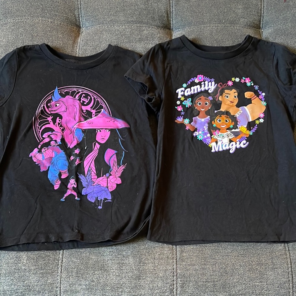 Two size small girls Disney tshirts - Raya and Encanto